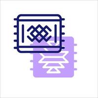 A purple and white icon of a square with a cross on it vector