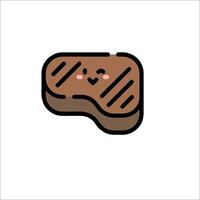 A cartoon steak with a face and a smile vector