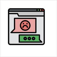 A computer screen with a sad emoticon vector