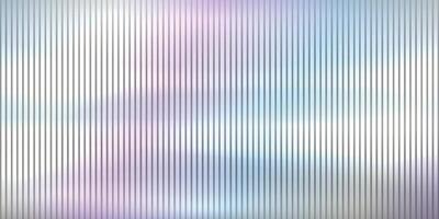 Trendy background of ribbed glass effect. Gradient banner with holographic texture. Iridescent plastic texture with striped overlay. illustration vector