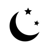 Crescent moon with stars icon on white background. Night icon. Crescent moon icon. Minimalist style. vector