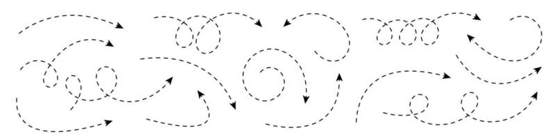 Curved dotted arrow. Zigzag arrow stripes design with dotted lines. vector