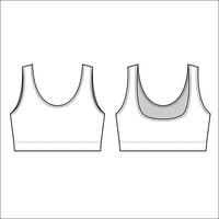 Technical Sketch of FRONT CUT OPEN RACER BACK SPORTS BRA in editable sketch vector