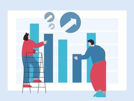 Business Growth Strategy Concept Team Analyzing Bar Graph for Financial Success vector