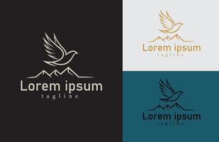 Minimalist Bird and Mountain Logo Modern Symbol for Nature Travel or Adventure Branding vector