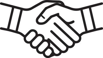 Icon of Business Handshake in Black Outline for Financial Deals vector