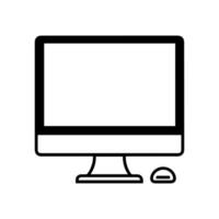 computer icon or modern line symbol. line art and icon design with bold outline. Black and white Pixel Perfect minimalistic symbol isolated white background. Silhouette simple thin sign vector