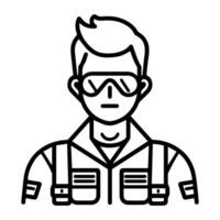 pilot icon or modern line symbol. line art and icon design with bold outline. Black and white Pixel Perfect minimalistic symbol isolated white background. Silhouette simple thin sign vector