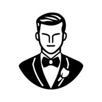groom icon or modern line symbol. line art and icon design with bold outline. Black and white Pixel Perfect minimalistic symbol isolated white background. Silhouette simple thin sign vector