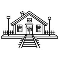 railway station icon or modern line symbol. line art and icon design with bold outline. Black and white Pixel Perfect minimalistic symbol isolated white background. Silhouette simple thin sign vector