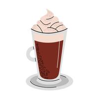 Irish coffee, frappuccino. Cute coffee on a saucer. illustration in flat style. White isolated background. vector