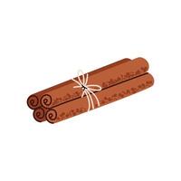 Pile of cinnamon sticks baking isolated on white background. Sweet cooking and bakery spices, organic aroma elements, fragrant bark rolled into tubes, ingredient culinary. Colored illustration. vector