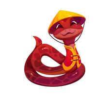 Cartoon snake character wears red-and-gold vest vector