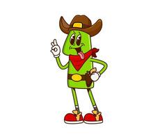 Cartoon groovy math number one cowboy and bandit vector