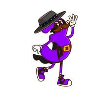 Cartoon groovy math number three cowboy character vector