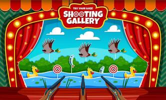 Hunting ducks, carnival shoot game, shooting range vector