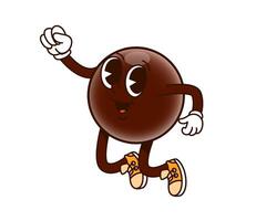 Groovy chocolate candy sweet character jumping vector