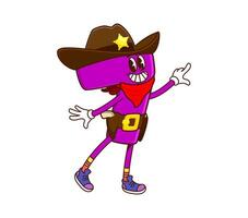 Cartoon groovy math number seven sheriff character vector