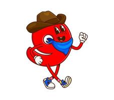 Cartoon groovy math number nine cowboy character vector