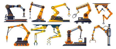 Factory mechanic robot arm, hydraulic machine hand vector
