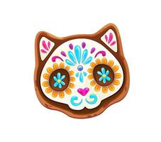 Mexican day of dead biscuit cat skull cookie vector