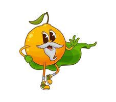 Groovy orange fruit halloween wizard character vector