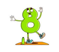 Math number eight groovy character on fitness vector