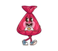 Retro groovy candy character making heart gesture vector