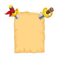 Pirate vintage scroll paper with daggers stuck vector