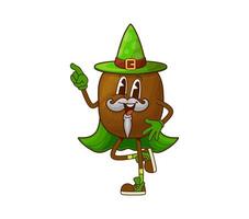 Groovy kiwi fruit halloween wizard character vector