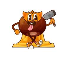 Groovy superhero hazelnut nut funny character vector