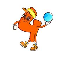 Math number four groovy funny character on fitness vector