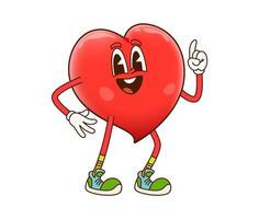 Cute groovy heart character with joyful expression vector