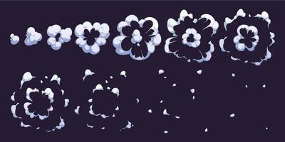 Smoke explosion game sprite, animated cloud steam vector