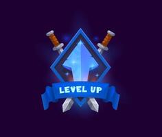 Game level up award win, reward badge asset vector