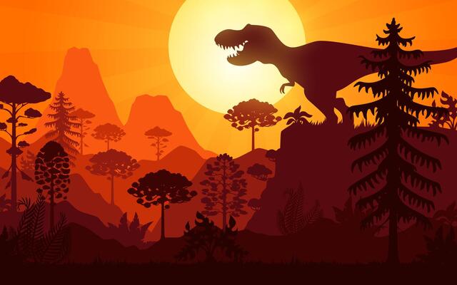 Prehistoric trex tyrannosaurus dinosaur silhouette