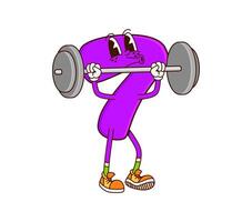 Math number seven groovy character on fitness vector