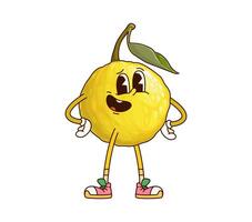 Groovy tropical yuzu fruit character exotic citrus vector