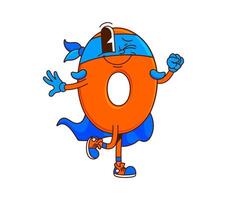Cartoon groovy math number null zero superhero vector