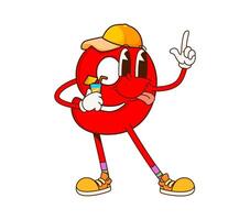 Cartoon math number nine groovy character on sport vector