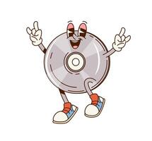 Groovy computer CD rom or compact disk character vector