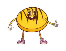Funny shortbread cookie groovy bakery character vector