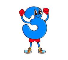 Math number three groovy character on fitness vector