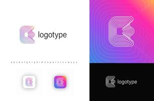 Blending lines in letter E, rounded geometric stripes logo for tech identity, branding, creative posters. logotype. vector
