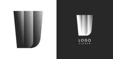 W letter. Sharp contrast monogram strike diagonal hatching for industrial yet modern look. High bold logo template. Logotype concept design for brand in tech, architecture, fashion vector