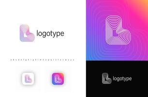 Blending lines in letter L, rounded geometric stripes logo for tech identity, branding, creative posters. logotype. vector