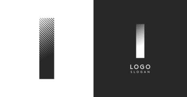 I letter. Sharp contrast monogram strike diagonal hatching for industrial yet modern look. High bold logo template. Logotype concept design for brand in tech, architecture, fashion vector
