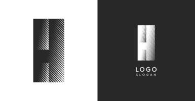 H letter. Sharp contrast monogram strike diagonal hatching for industrial yet modern look. High bold logo template. Logotype concept design for brand in tech, architecture, fashion vector