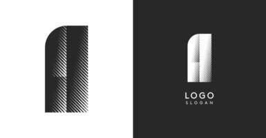 A letter. Sharp contrast monogram strike diagonal hatching for industrial yet modern look. High bold logo template. Logotype concept design for brand in tech, architecture, fashion vector