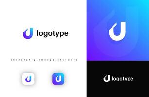 Sporty futuristic angular logo. Sharp geometric dynamic edges letter u. Minimalist innovative emblem for tech, game app, music, sport, design agency, digital space identity. illustration vector